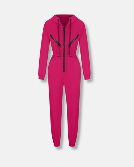 Jumpsuit met capuchon en trekkoord