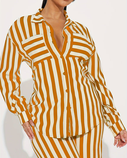 Gestreept shirt met lange mouwen en wijde broek
