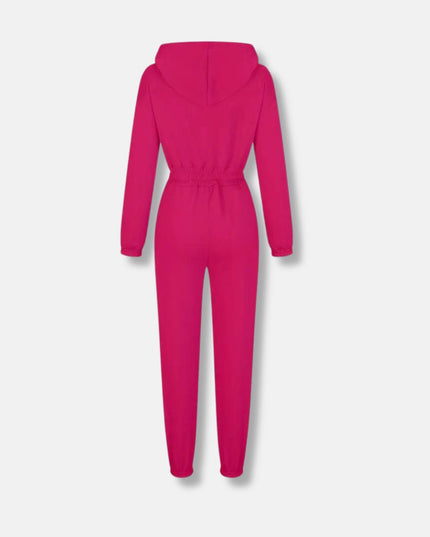 Jumpsuit met capuchon en trekkoord