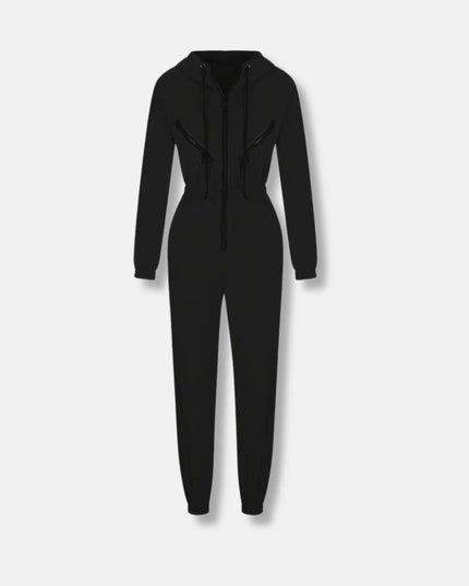 Jumpsuit met capuchon en trekkoord