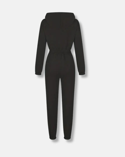 Jumpsuit met capuchon en trekkoord