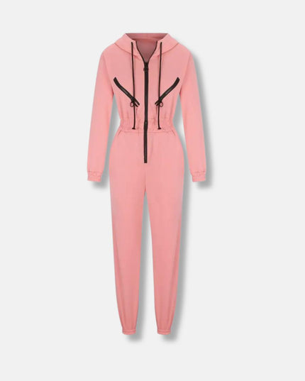 Jumpsuit met capuchon en trekkoord
