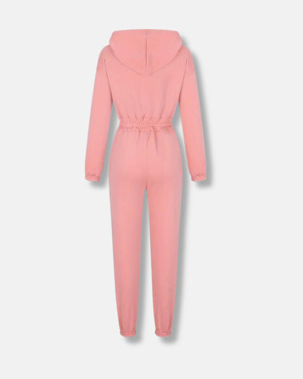 Jumpsuit met capuchon en trekkoord
