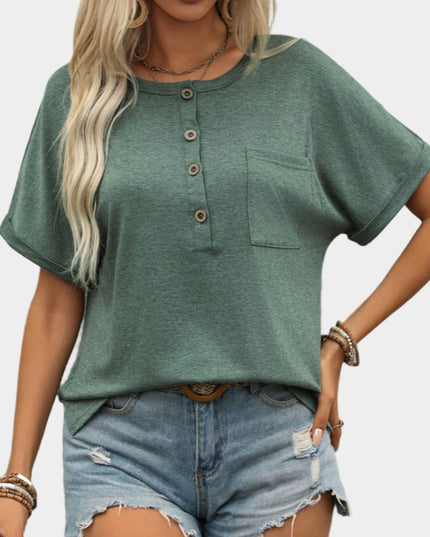 T-shirt met korte mouwen en halve knoop