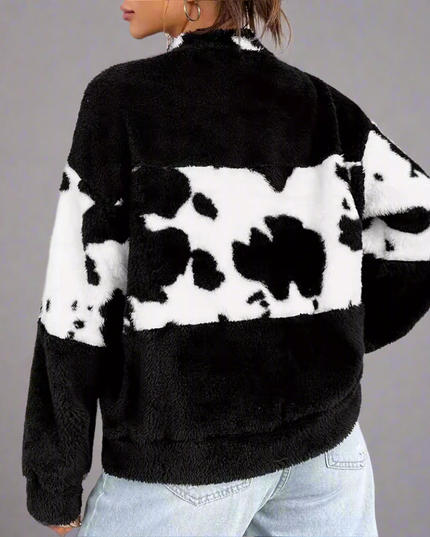Zwarte fleece sweater met losse pasvorm