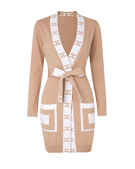 Badjas met riem in de taille gebreide jurk jas