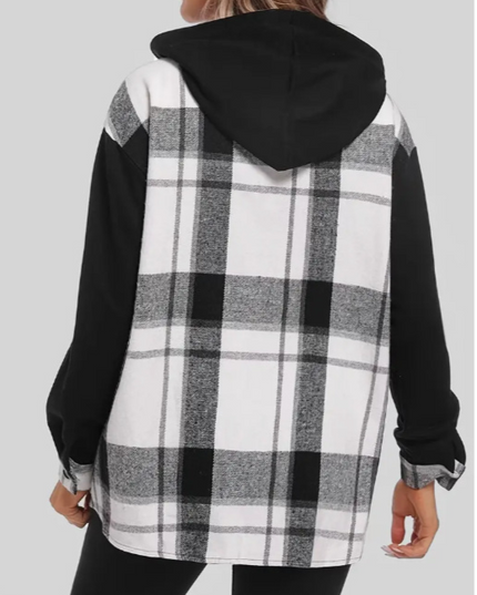 Casual zwart-wit jasje met capuchon