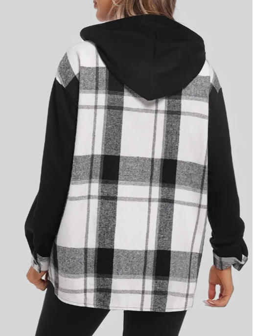 Casual zwart-wit jasje met capuchon