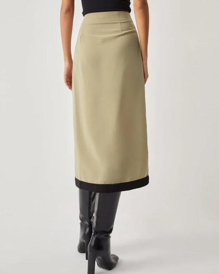 Midi-rok met zwarte accenten