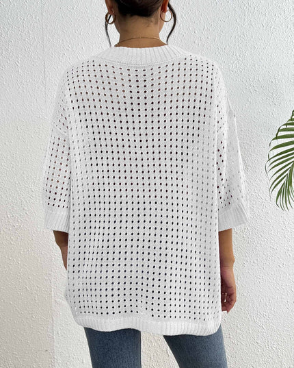 Hol geweven V-hals blouse