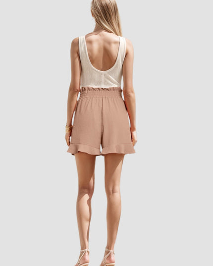 Hoge taille shorts met kant