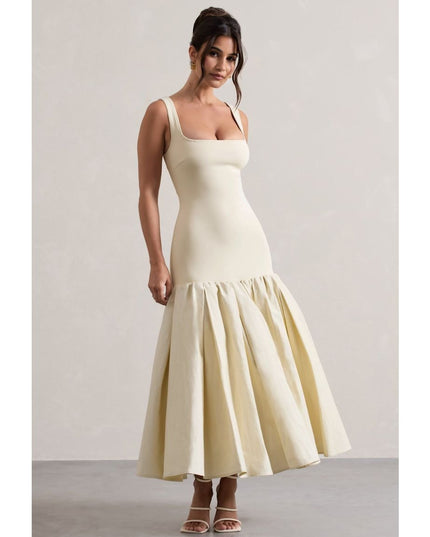 London Cream Maxi-jurk met ruchezoom