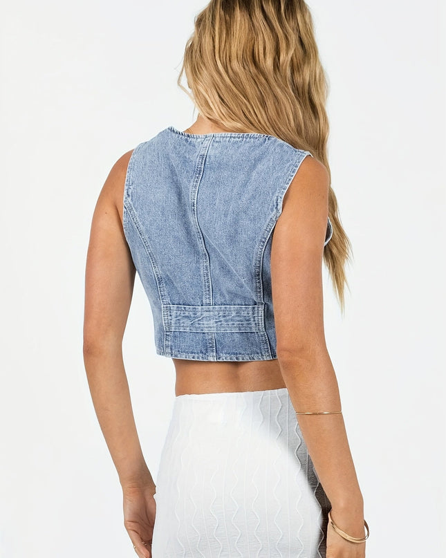 Kort denim vest voor dames