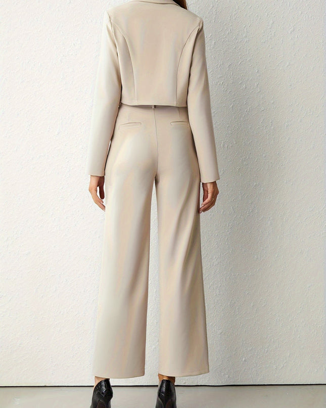 Beige blazer en high waist broek