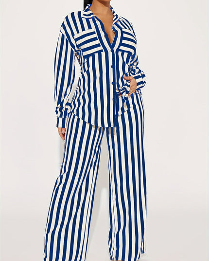 Gestreept shirt met lange mouwen en wijde broek