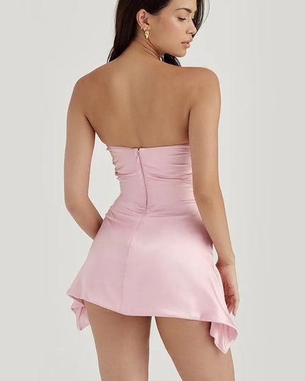 Clauzi gedrapeerde strapless korsetjurk