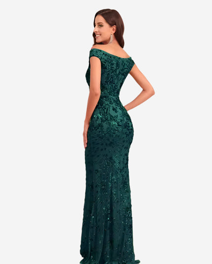 Lange jurk met hoge taille en pailletten