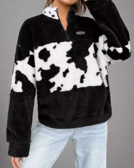Zwarte fleece sweater met losse pasvorm