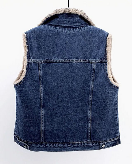 Gewatteerd denim vest van lamswol