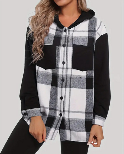 Casual zwart-wit jasje met capuchon