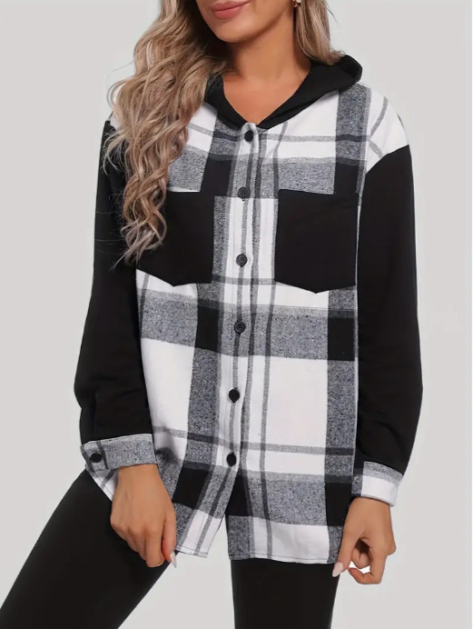 Casual zwart-wit jasje met capuchon