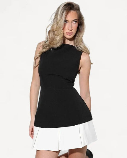 Clayre zwart-wit contrast mini-jurk