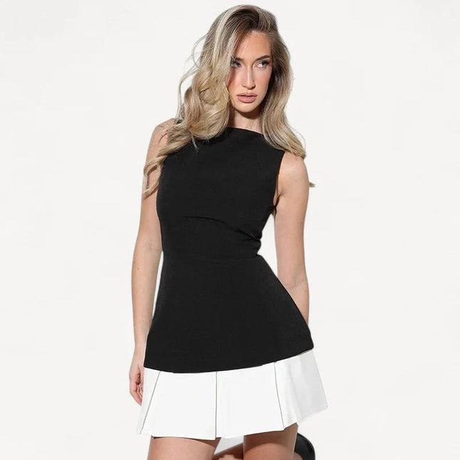 Clayre zwart-wit contrast mini-jurk