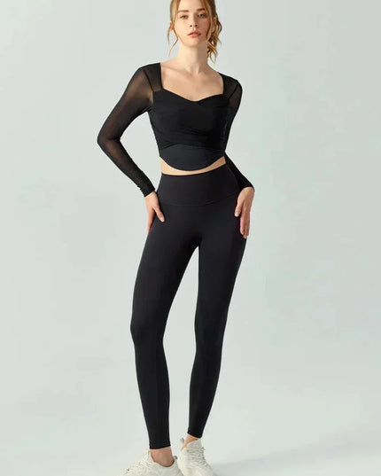 Twisted sport T-shirt met lange mouwen
