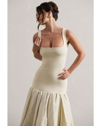 London Cream Maxi-jurk met ruchezoom