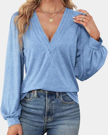 V-hals casual top met lange mouwen