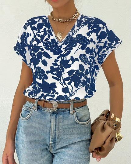 Bloemenshirt met V-hals