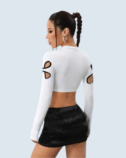 Wit T-shirt met holle naden