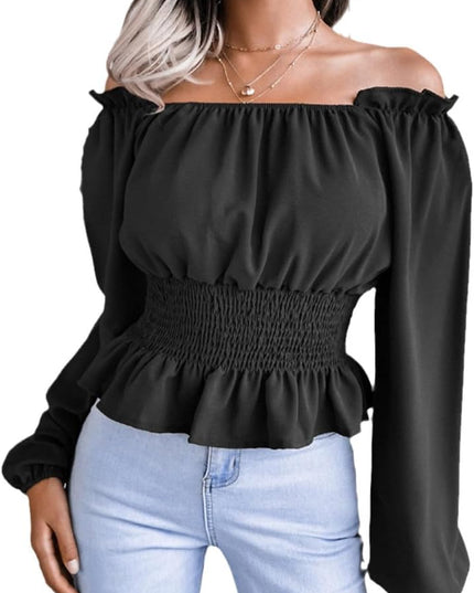 Off-shoulder shirt met strakke taille