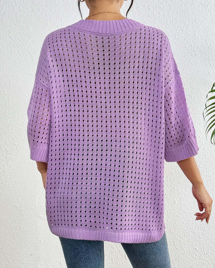 Hol geweven V-hals blouse