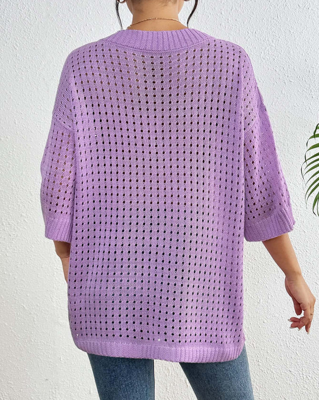 Hol geweven V-hals blouse