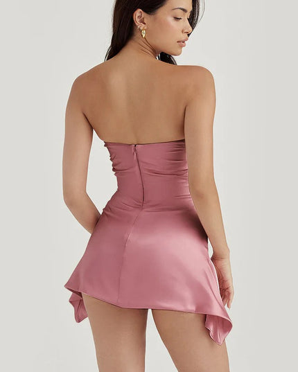 Clauzi gedrapeerde strapless korsetjurk