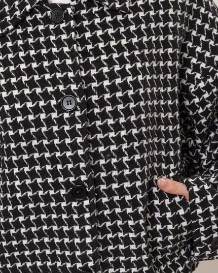 Tweed geruite jas met knoopjes