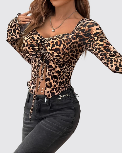 Panther slim fit top met kant