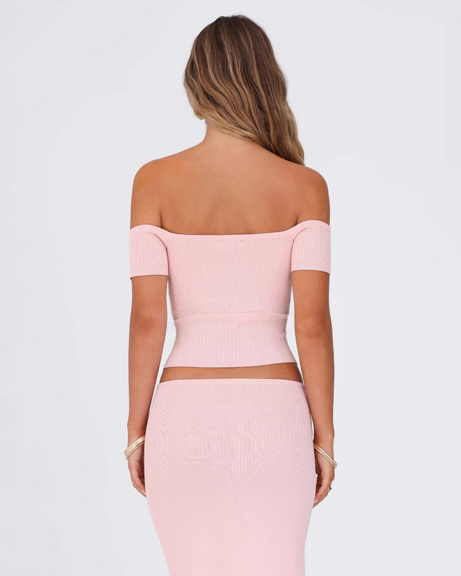 Slim fit top met schouderontbloot ontwerp