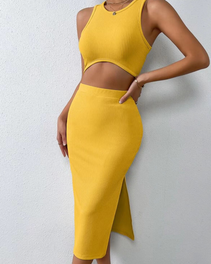 Getailleerde mouwloze maxi-rok