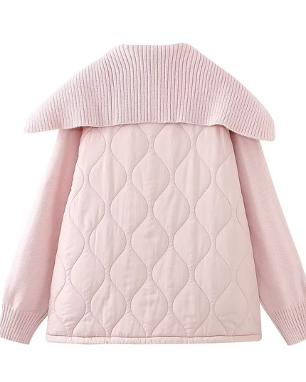 Gebreide patchworkjas met losse kraag