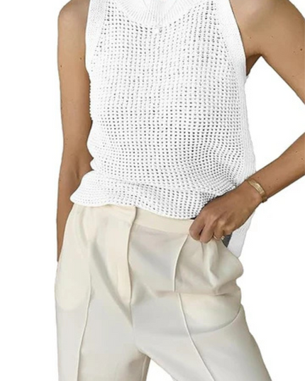 Gebreid, uitgehold, effen tanktopje