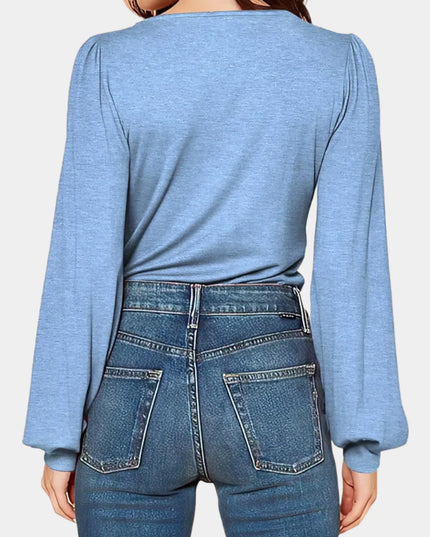 V-hals casual top met lange mouwen