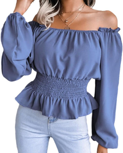 Off-shoulder shirt met strakke taille