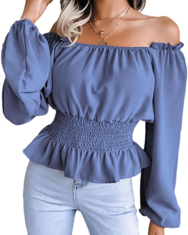 Off-shoulder shirt met strakke taille