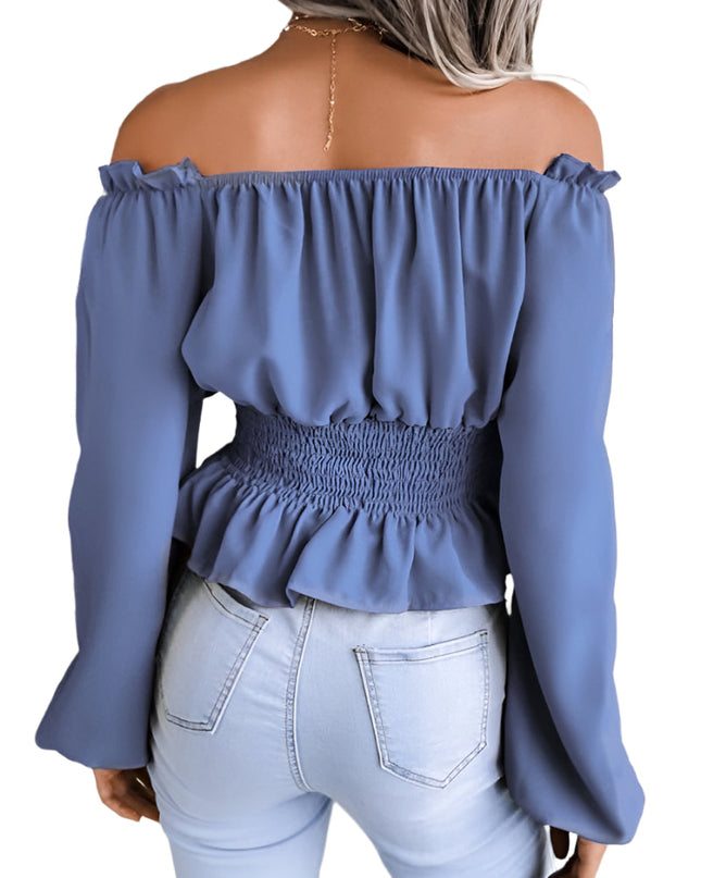 Off-shoulder shirt met strakke taille