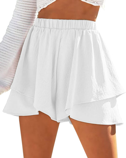 Korte broek met hoge taille en ruches