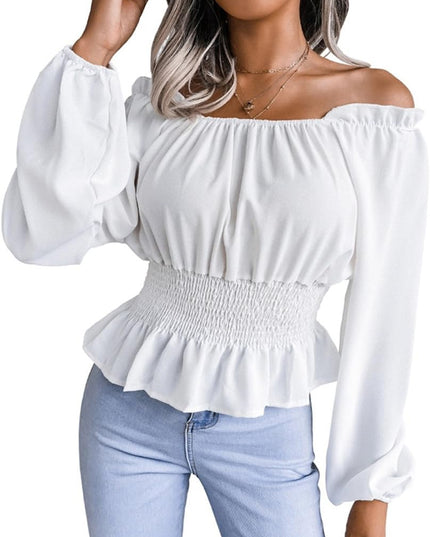 Off-shoulder shirt met strakke taille