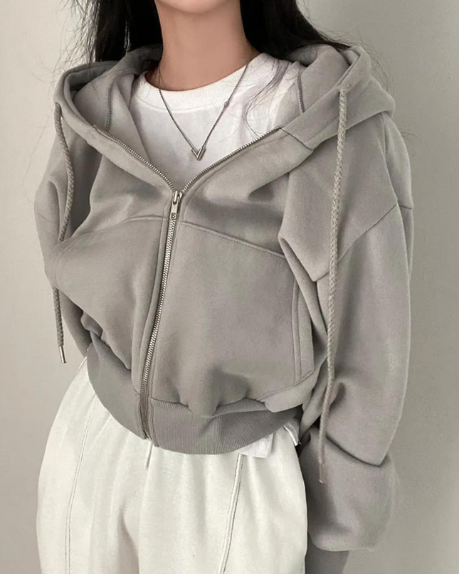 Klassieke comfortabele hoodie met rits