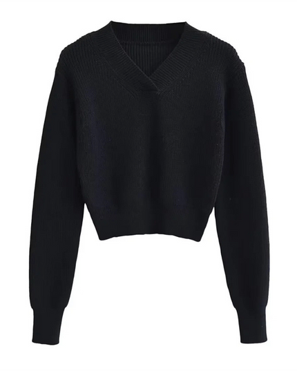 V-hals dikke cropped trui